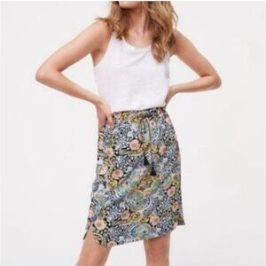 Loft Floral Tapestry Drawstring With Elastic Band‎ Skirt, Women's Size Medium